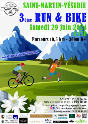 Affiche 3ème Run and Bike de Saint Martin Vésubie - 29 juin