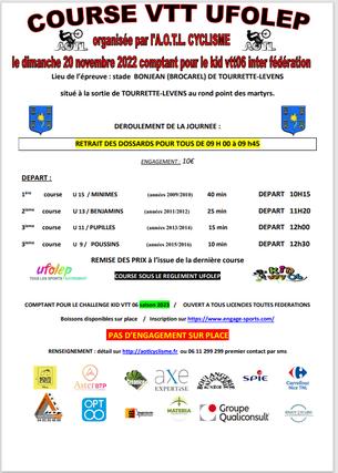 Affiche 1er course du kid vtt 06 inter fédération saison 2023 - 20 novembre 2022