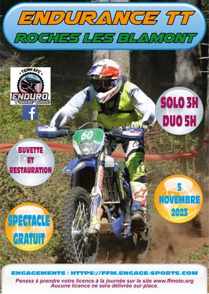 Affiche Endurance TT Roches les Blamont - 5 novembre 2023