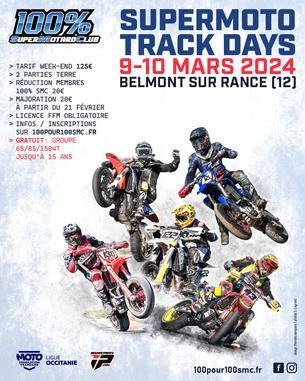 Affiche Supermoto Track Days Belmont Mars 2024 - 9/10 mars