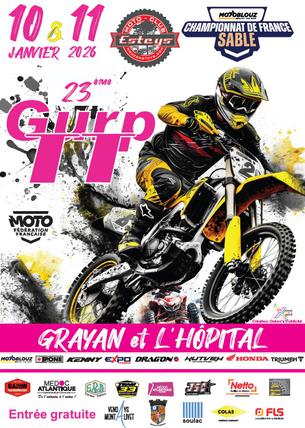 Affiche Grayan-et-l'Hôpital - Gurp TT - 5ème épreuve du CFS Motoblouz 2025/2026 - 10/11 janvier 2026