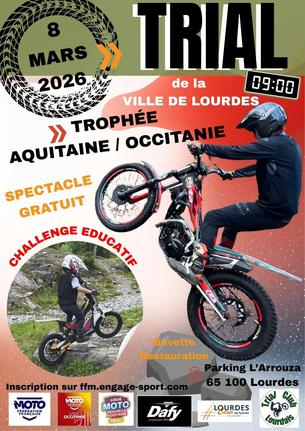 Affiche Trial de Lourdes -Trophée Aquitaine - Occitanie - 8 mars