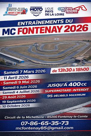 Affiche Roulage 7 Mars 2026 circuit de la michetterie MC Fontenay le comte - 7 mars