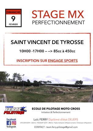 Affiche Stage de perfectionnement à SAINT VINCENT DE TYROSSE (40) - 9 février 2020