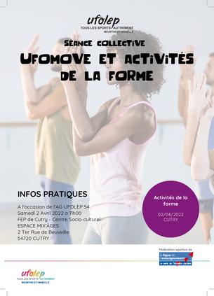 Affiche Assemblée Générale UFOLEP 54 et séance UfoMOVE (Activités de la Forme) - 2 avril 2022