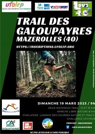 Affiche TRAIL DES GALOUPAYRES 2023 - 19 March 2023
