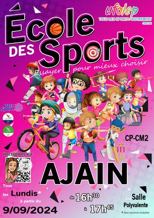 Affiche École des Sports - Ajain 2024/2025 - 9 sep/31 déc