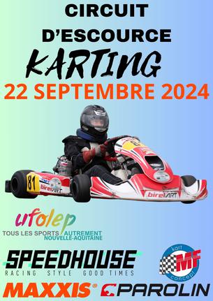 Affiche TROPHEE KART UFOLEP NOUVELLE AQUITAINE 2024 EPREUVE D'ESCOURCE 40 - 22 septembre