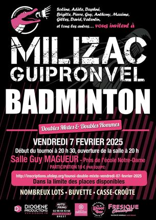 Affiche Tournoi Double Mixte & Double Homme Vendredi 07 Février 2025 - 7 février