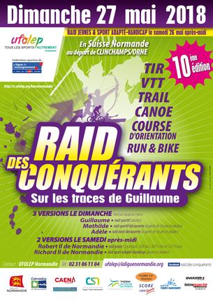Affiche RAID DES CONQUERANTS sur les traces de Guillaume - 10ème édition - 26/27 Mai 2018