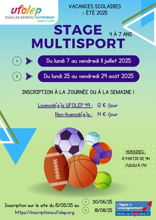 Affiche Stage multisport du 7 au 11 juillet 2025 - 7/11 juillet