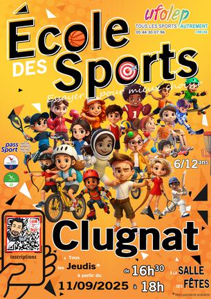 Affiche École des Sports Clugnat 2025-2026 - 1 sep/31 déc