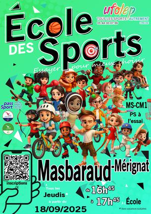 Affiche École des Sports Masbaraud 2025-2026 - 18 sep/31 déc