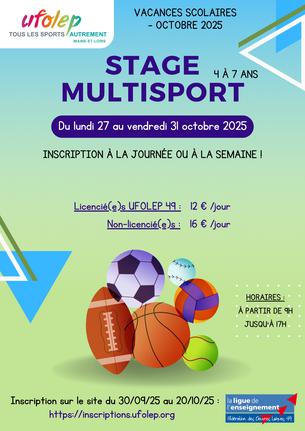 Affiche Stage Multisport du 27 au 31 Octobre 2025 - 27/31 octobre