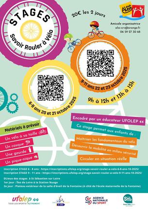 Affiche Stage Savoir Rouler à Vélo 6 - 8 ans - 20/21 octobre