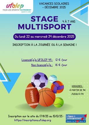 Affiche Stage Multisport du 22 au 24 Décembre 2025 - 22/24 décembre