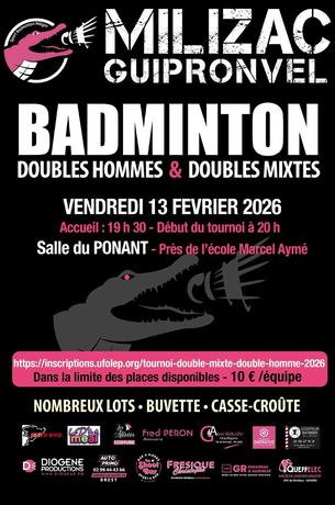Affiche Tournoi Double Mixte & Double Homme - 13 février