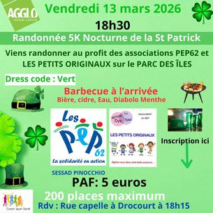 Affiche Randonnée Orientation Nocturne de la st Patrick le vendredi 13 mars 2026 - 13 mars