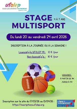 Affiche Stage Multisport du 20 au 24 avril 2026 - 20/24 avril