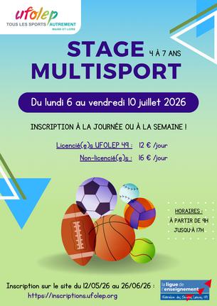 Affiche Stage Multisport du 6 au 10 juillet 2026 - 6/10 juillet