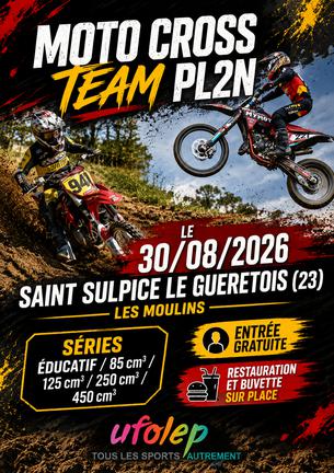 Affiche MOTOCROSS Saint Sulpice le Gueretois - Course sur prairie - 30 août