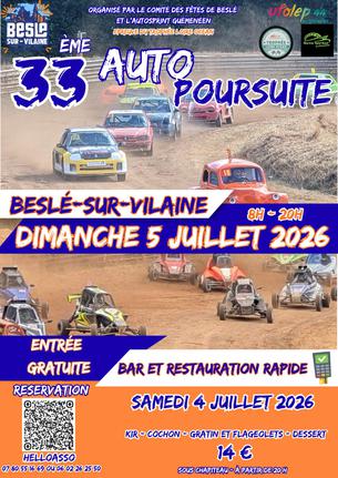 Affiche Auto Poursuite sur terre - Kart cross - Besle sur Vilaine - 5 juillet