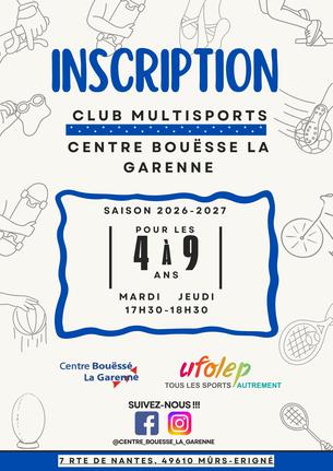 Affiche Formulaire inscription : Multisports 2026/2027 - 8 sep/24 jui
