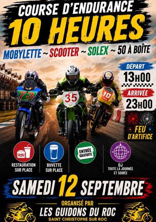 Affiche 10 heures d'endurance semi-nocturne solex mob scooter et mécaboite - 12 septembre