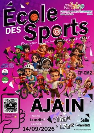 Affiche école des sports Ajain 2026-2027 - 1 sep/31 déc