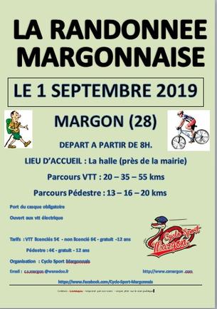Affiche RANDONNÉE MARGONNAISE VTT ET PÉDESTRE - 1 septembre 2019