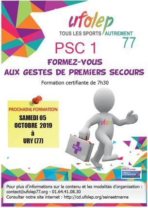 Affiche FORMATION PSC 1 du 05/10/2019 - 5 octobre 2019