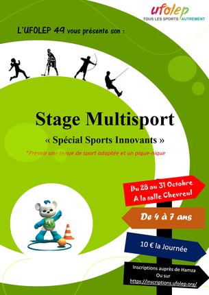 Affiche STAGE MULTISPORT " Spécial Sports Innovants" (lundi) - 28 octobre 2019