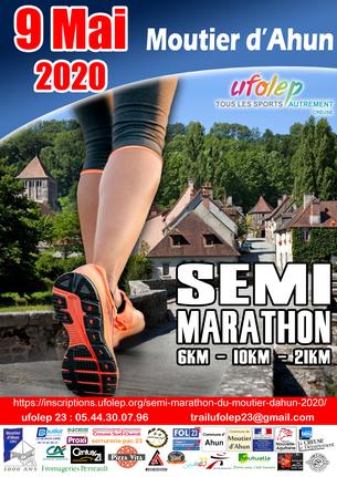 Affiche semi Marathon du Moutier d'Ahun - 9 Mai 2020