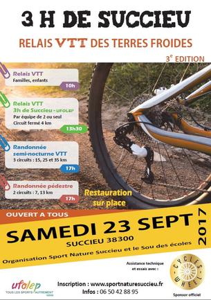 Affiche 3H de Succieu  - Relais VTT des Terres Froides - 23 septembre 2017
