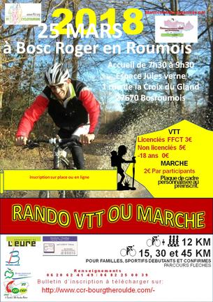Affiche Randonnée VTT Marche la "Boue'Roger" 9 eme édition - 25 March 2018