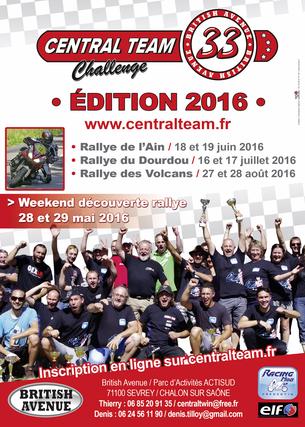 Affiche Challenge Central Team - rallye de l'Ain - 18/19 juin 2016