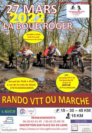 Affiche Rando VTT MARCHE LA "BOUE'ROGER" - 27 mars 2022