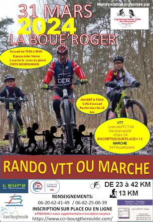 Affiche Rando VTT Marche la Boue'Roger - 31 mars