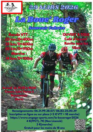 Affiche Rando VTT Marche la Boue'Roger - 29 mars 2026