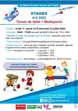 Affiche Stages Vacances d'été 2022 - Multisports - 11/13 July