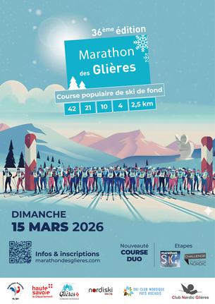 Affiche 36e Marathon des Glières - 2026 - 15 mars