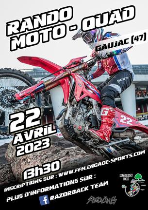 Affiche Rando Moto Quad Razorback Team Gaujac - 22 avril 2023