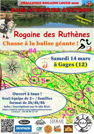 Affiche Rogaine des Ruthènes 2026 - 14 mars