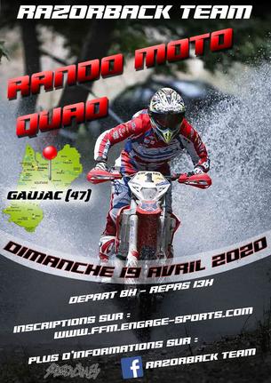 Affiche Rando Moto Quad Razorback Team Gaujac - 19 avril 2020