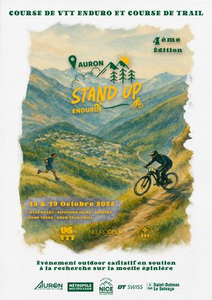 Affiche STAND UP ENDURO D'AURON 2025 (VTT ENDURO & TRAIL RUNNING) - 18/19 octobre