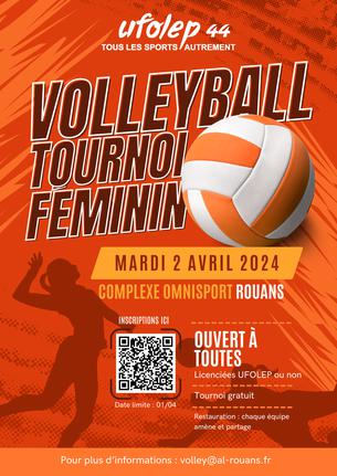 Affiche Tournoi volleyball féminin - UFOLEP - 2 avril