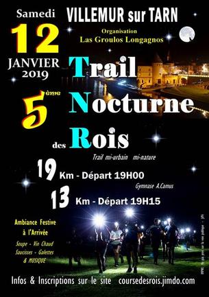 Affiche Trail Nocturne des Rois - 12 January 2019