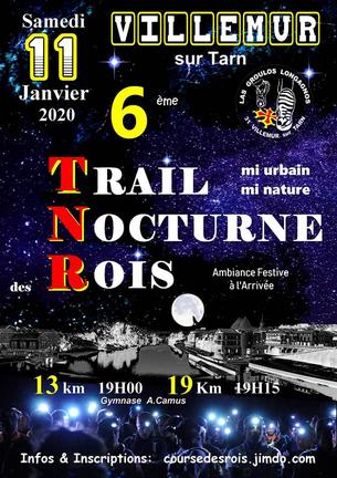 Affiche trail nocturne des rois - 11 janvier 2020